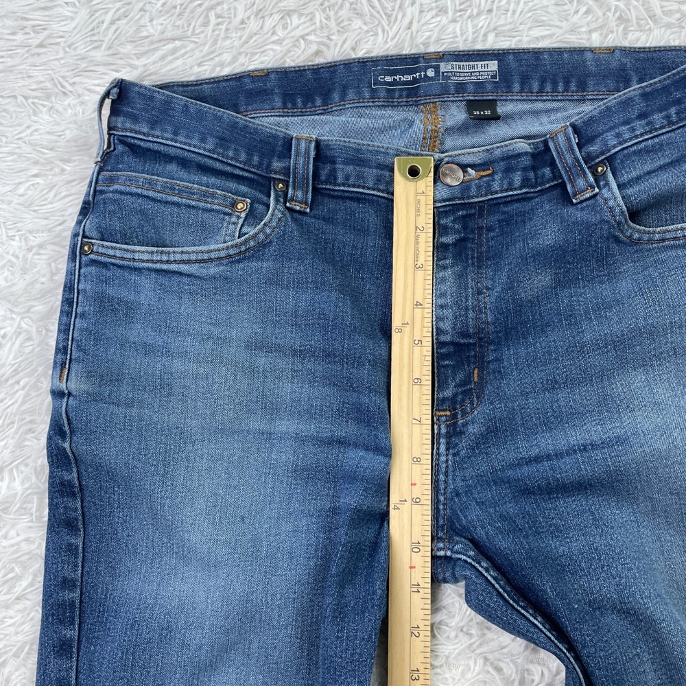 Carhartt Pants Mens 36x32 Blue Force Straight Fit Low Rise 5 Pocket Tapered Jean - Picture 11 of 14